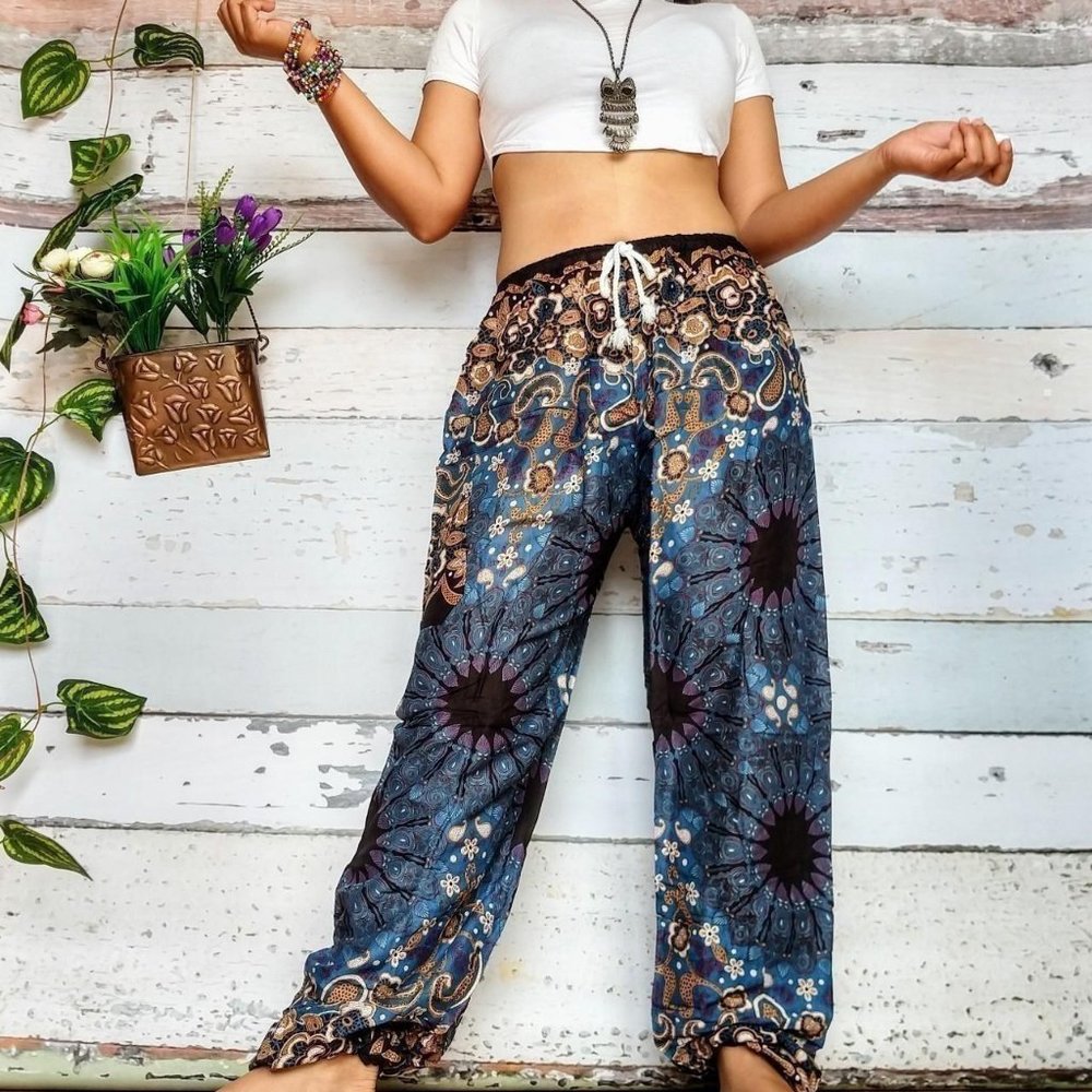 Blue and gold harem pants - Picture 1 of 4